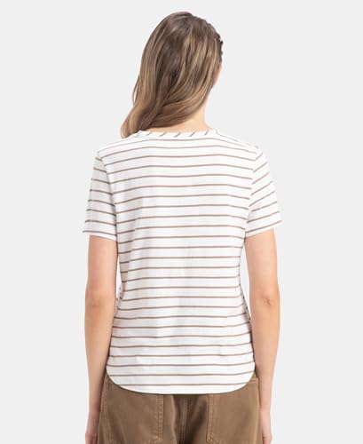 Image of Jockey A121 Women Super Combed Cotton Stripe Fabric Relaxed Fit Round Neck Half Sleeve T-Shirt with Curved Hem Styling