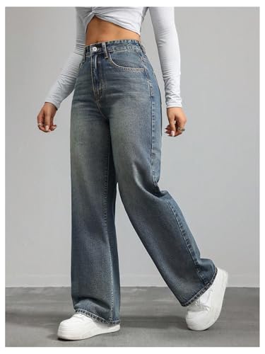 SOLY HUX Women's Retro Straight Leg Jeans High Waisted Y2K Baggy Boyfriend Denim Pants Streetwear2