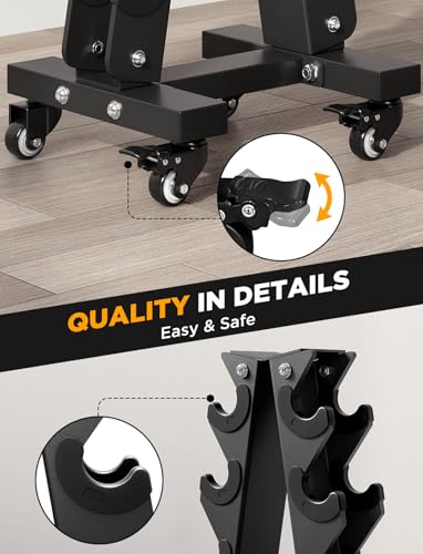 Image of YOLEO Dumbbell Rack, Adjustable & Compact Weight Rack for Dumbbell, Kettlebell, Barbell, Heavy Duty Weight Storage Organizer, Space-Saving Dumbbell Storage Stand Holder for Home Gym - 1100LBS Capacity (Rack Only)