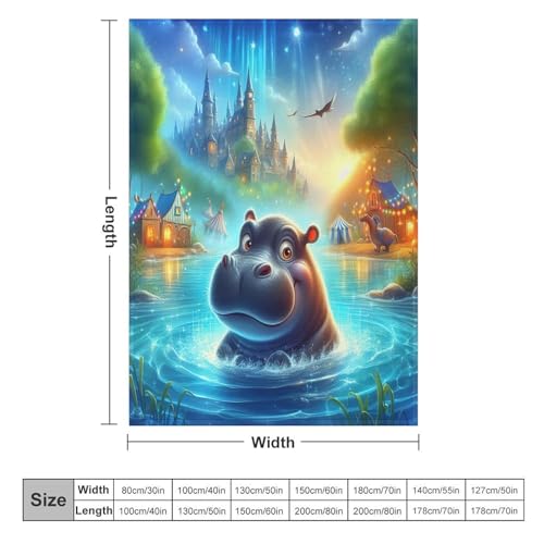 Couverture hippopotame flannel plaid polaire lit canapé 140x180 - 6