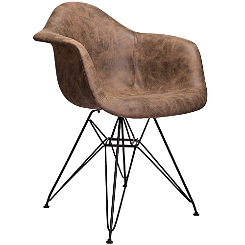 Sillón resistente con tapizado de cuero sintético negro miniatura 4