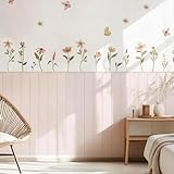 Zeeko Peel and Stick Wainscoting Wallpaper Kit with Floral Wall Decals – Half Wall Panel Look, Self-Adhesive Canvas Wall Mural for Nursery, Kids Room, Renter-Friendly Wall Decor Set (2 Panels)