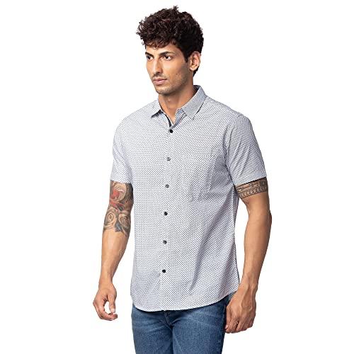 Image of Spykar Half Sleeves Poplin Slim Fit Shirt for Men