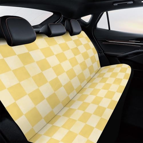 Housse de siège arrière pour camions et VUS en tissu élastique universel à carreaux jaunes