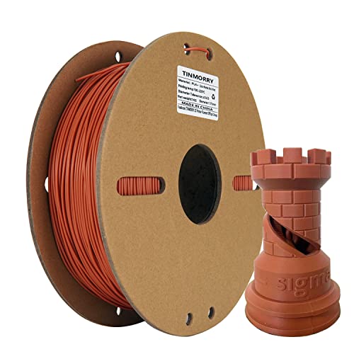 PLA Filament 1.75mm, TINMORRY Filament 1.75 PLA mit Spulenrolle aus Karton, Filament-3D-Druckmaterialien 1KG, Matt ziegelrot Cover
