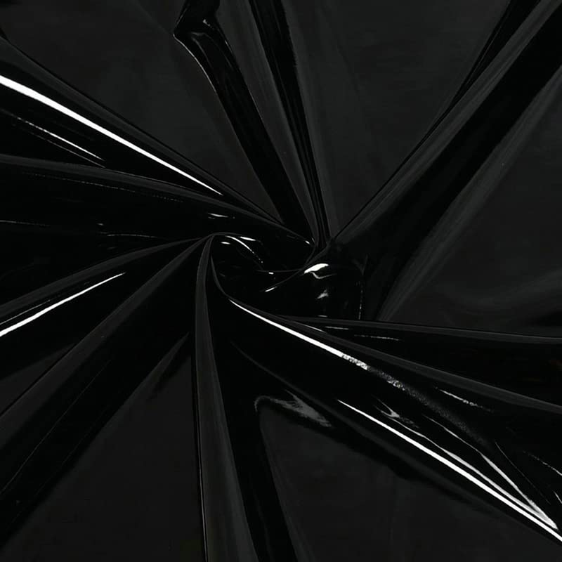 50 x 145 cm, 13 colores de piel sintética de vinilo brillante y brillante, material de espejo suave y elástico para bolsa, vestido, escenario, tapicería de disfraces (negro)