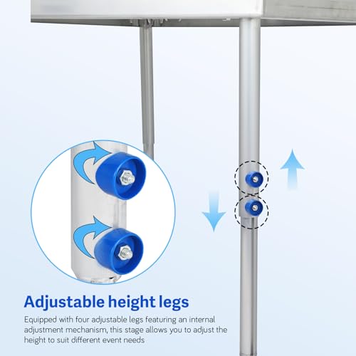 Image of Portable Stage Platform, 12'x12' Portable Aluminum Performance Deck 1900lbs Capacity, 24 inch-41 inch Adjustable Height Risers for Events, Wedding, Stage Platform Set, Portable Performance Stage