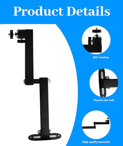 Image of Projector Stand Wall Mount, 360 Degree Adjustable Projector Wall Mount, Adjustable Ceiling and Wall Mount Bracket with 35cm Arms for Home Theater, Secure and Stable Installation