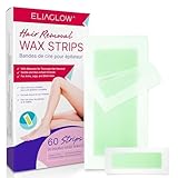 Body Wax Strips Hair Removal for Women 50 Count: ELIAGLOW Waxing Strips Double Sides & 4 Calming Oil Wipes - Brazilian Wax Kit At Home for Face, Legs, Arms, Chest, Bikini - Hypoallergenic, Green