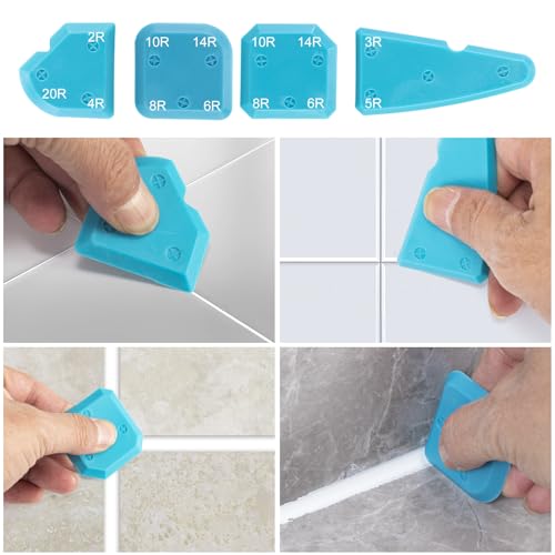 Silikonentferner Silikon Abzieher Silikonentferner Werkzeug Set 5 in 1 Stainless Steel Fugenmesser 6 Auswechselbar Silikonpads Dichtungsdüse ​für Küche Bad Boden Spüle Fenster Abdichtung