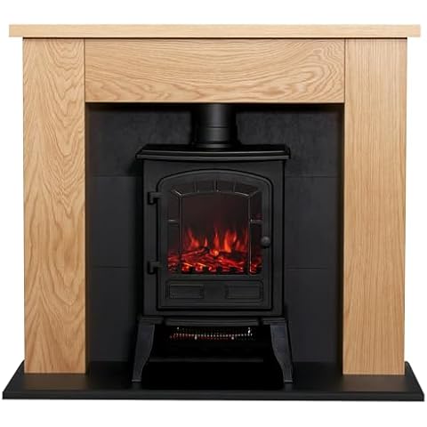 Adam Chester Electric Fireplace with Oak Surround Cover