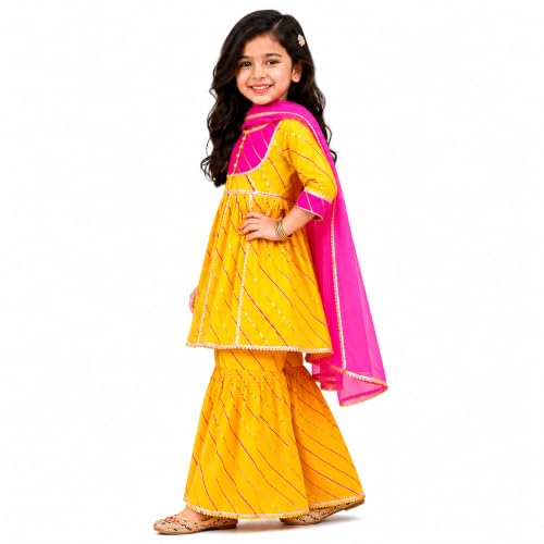 Image of LITTLE GINNIE Girls Kurta Sharara Set | Traditional Ethnic Wear for Kids