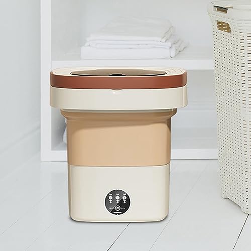 Image of ATORSE Foldable Mini Washing Machine 8L Small Bucket Washer for Travel Dorm Camping Beige