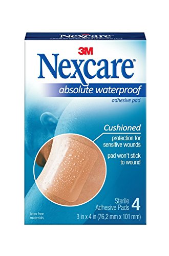 Nexcare Absolute Waterproof Adhesive Gauze Pad 3 Inches x 4 Inches, 4 ea ( Pack of 2)