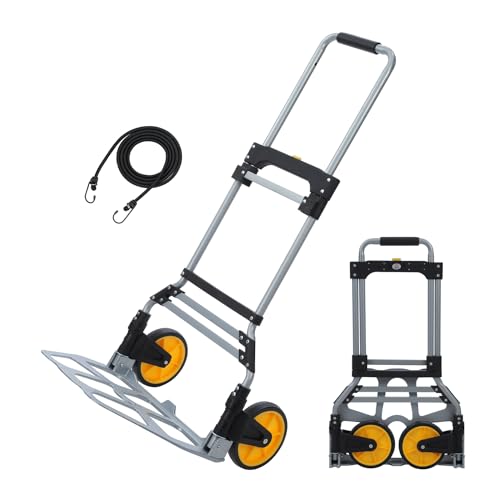 TOPWAY Chariot Pliant Diable Pliable en Plaque d'Aluminium Chariot à Sac Multi-usages Charge Max de 120 kg, pour Le Transport de Bagages de Shopping en...