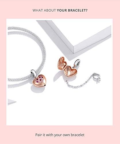 Clip Lock Spacer Stopper Charm Bead Love Heart Charm Bracelets for Women 925 Sterling Silver Safety Chain Charms for Pandora Bracelets - Image 5
