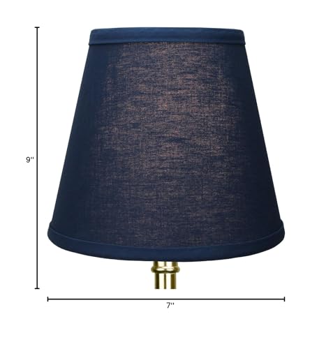 FenchelShades.com Lampshade 5" Top Diameter x 9" Bottom Diameter x 7" Slant Height with Clip-On Attachment for Standard Edison-Style Lightbulb (Linen Navy Blue) - Thumbnail 6
