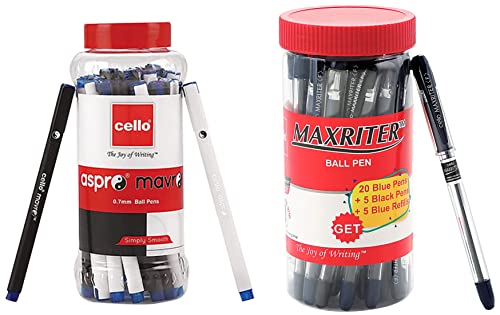 Image of Cello Aspro Mavro Ball Pen Set Maxriter Ball Pens, Ink Blue