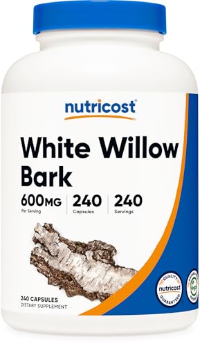 Nutricost White Willow Bark 600mg 240 Capsules - Vegetarian Friendly Non-GMO Gluten Free