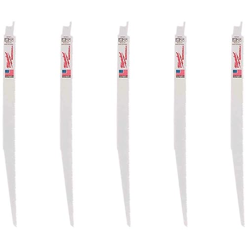 Milwaukee 48-00-5094 Hojas de sierra recíproca de corte multimaterial SAWZALL de 12 pulgadas 812 TPI, paquete de 5