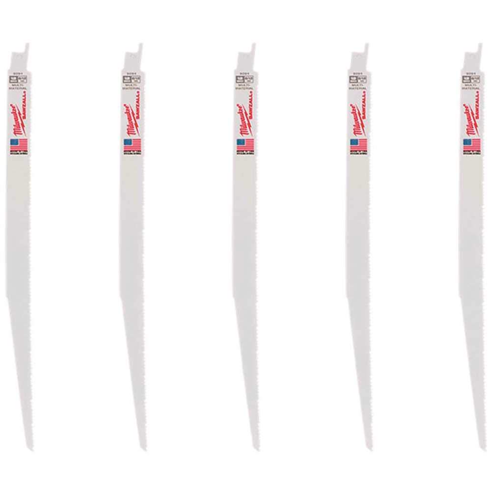 Milwaukee 48-00-5094 12 in. 8/12 TPI. Multi-Material Cutting SAWZALL Reciprocating Saw Blades - pack of 5