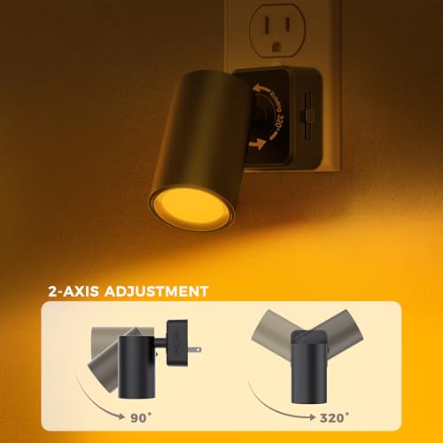 Image of Briignite Night Lights Plug into Wall, 320 Rotation Night Light, RGB Color Changing Nightlight, Spot Light Dimmable Brightness, Dusk to Dawn Nightlight for Bedroom, Spot Light, Kids Room, Stair
