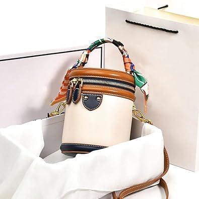 Colorblock Bucket Bag For Women, Novusfind Luxury Leather Shoulder Bag,2025 Summer Fashion Cylindrical Crossbody Bag2