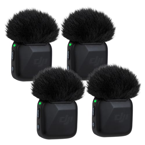 YOUSHARES DJI Mic Mini Wind Muff - 4 PCS Furry Microphone Windscreen for DJI Mic Mini Wireless Microphone to Reduce Wind Noise(Black)