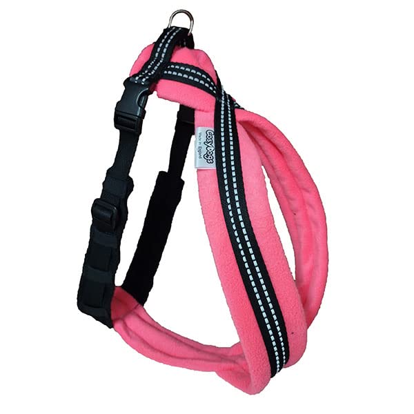 High Visibility Reflective Fleece Harness in Neon Pink Sizes 0 to 6 By CosyDogs (Size 3 (49-70cm) Chest)