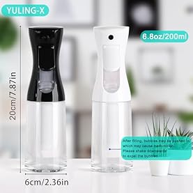 Alternative view of Spray Bottles For Hair, continuous spray bottle (200ml/6.8oz 2Pack) used for hair design, plants, cleaning, hair care and skin care, etc. – empty, reusable (Black&White)