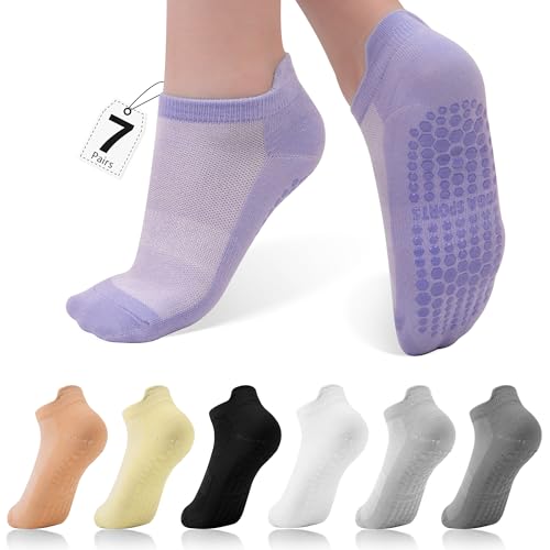 Image of 7 Pairs Pilates Socks with Grips for Women