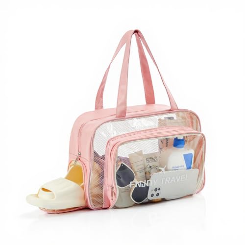 Waterproof Beach Tote Bag, Clear Bag for Women with Shoe Compartment, Transparent Gym Tote Bag for Sports Travel Pool