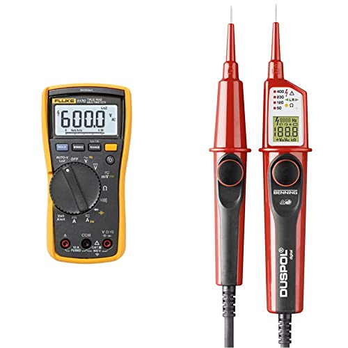 Fluke 117 Digitaler Multimeter, LCD, 6000 Ziffern CAT III 600 V & BENNING DUSPOL digital Digitaler True RMS Spannungsprüfer 50263