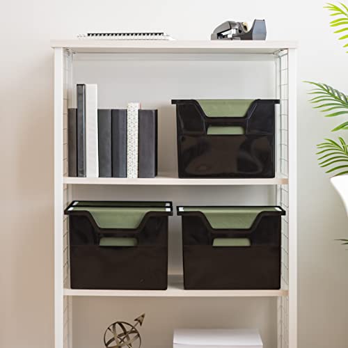 Image of IRIS USA 6-Pack Medium Desktop File Box with Open Lid, Black | Organize paperwork, mail, magazines, and office supplies with portable storage for desks, classrooms, and home workspaces