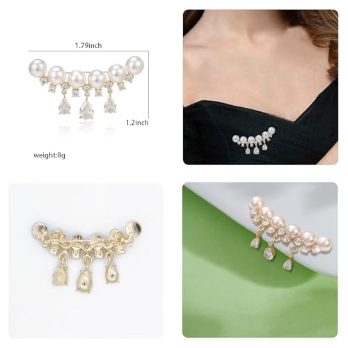 Image of Gold Crystal Flower Wreath Brooches for Womne Elegant Rhinestone Pearl Floral Brooch Pins Fashion Jewelry Brooch pin Accessories for Women Gift