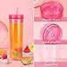 Bokon 12 Pack Plastic Tumblers with Lids and Straws 16 oz Clear Insulated Travel Tumblers Skinny Double Wall Tumbler Reusable Large Plastic Cups for Water, Milk, Juice, Iced Coffee (Hot Pink)