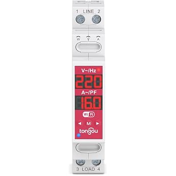 Tongou 2 P 18 mm WLAN Switch DIN Rail 16 A WLAN Smart Relay Switch with Double Separation with Power Consumption Measurement Smart Life App Alexa