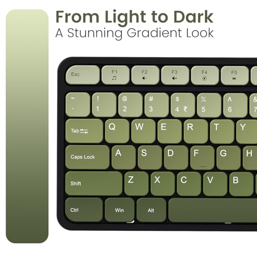 Image of Portronics Key11 Combo Rechargeable Wireless Keyboard and Mouse Set, Bluetooth 5.3&2.4GHz Wireless,Type-C Fast Charging,Gradient Keys, Noiseless Typing, High Precision Mouse, for PC&Laptop(Green)