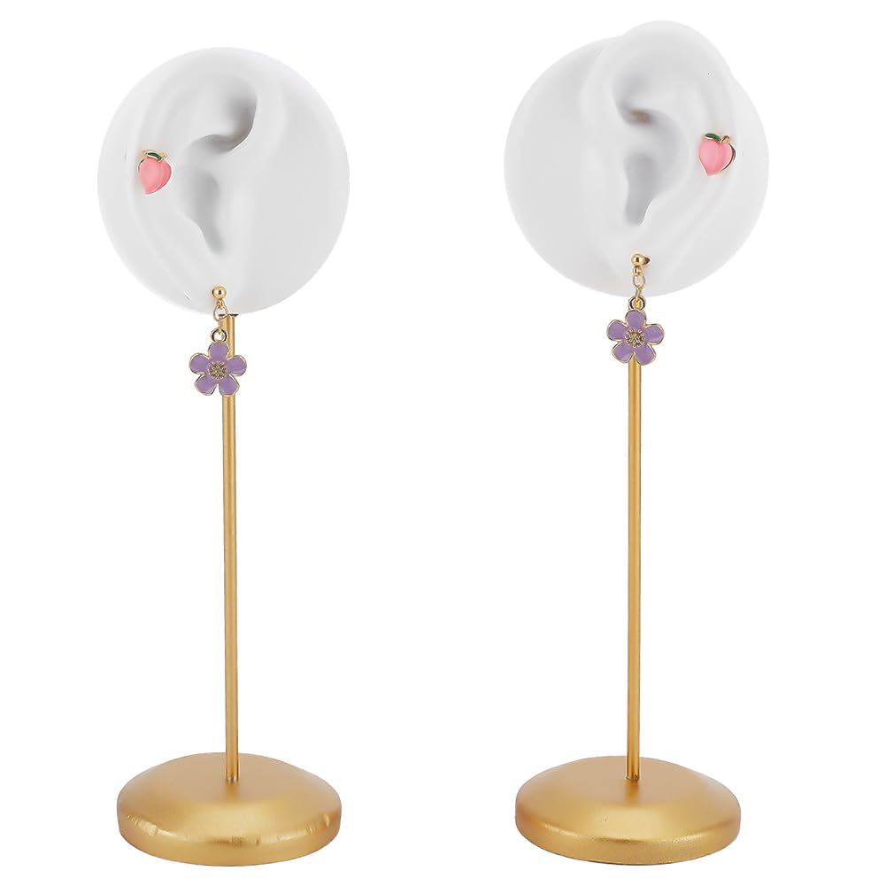 DELORIGIN 2PCS Earring Rack Holder Showcase Holder Human Left and Right Ear Model Earring Rack Ear Stud Jewelry Organizer Earrings Organizer for Retail Show Jewelry and Earring Storage