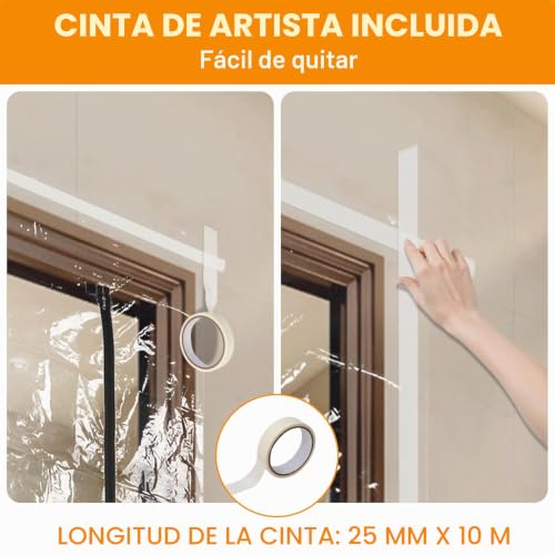Miniatura 4 de Bigking Puerta Antipolvo Con Cremallera, En Forma De U, Antipolvo, Cubierta Transparente, 220 X 110 Cm, Película Antipolvo Para Decoración Del Hogar, Renovación Y Nueva Construcción 1 Unidad