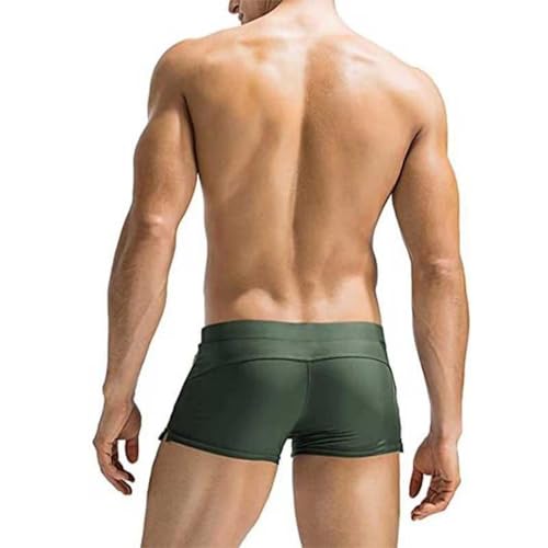 Men's Solid Color Sports Square Leg Swim Briefs Drawstring Swimsuit Athletic Swimwear Bathing Suit Swimming Trunks2