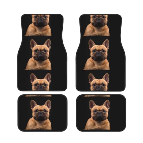 Alfombrillas para coche bulldog francés fondo negro viajes en familia