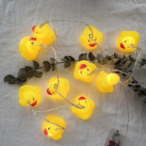 LED-Lichterkette, Dekoration, Mini-gelbe Ente, süße Tier-Nachtlichter, für drinnen und draußen, Weihnachten, Hochzeit, 10 Glühbirnen für Wand, Schlafzimmer, 150 cm, LED-Nacht, Lichterdekoration