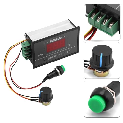 Geschwindigkeitsregler für Motor,DC 6-60 V 12 V 24 V 36 V 48 V 30 A Einstellbarer PWM-Motor-Drehzahlregler, Digitalanzeige DC-Motorsteuerung-Regler mit Start-Stopp-Schalter