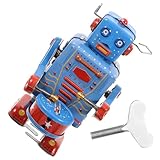 Eisen-desktop-roboter – schrauben sie mit den händen das seitliche uhrwerk fest, und dann wird der roboter losgehen und das spielzeug aufziehen