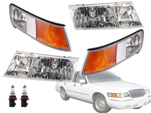 Auto Parts Avenue APA Replacement Combo Set of Headlight and Corner Lamp for 1998-2002 Grand Marquis