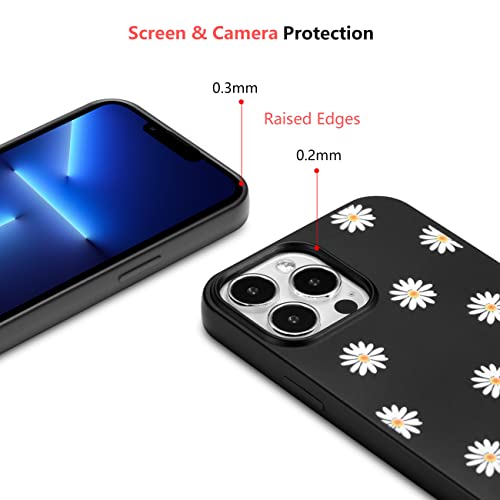 Ztofera For Phone Case Iphone 13 Pro Max, Detachable Lanyard, Lovely Little Daisy Print Design, For Cute Girls Women, Matte Soft Full Coverage Anti-Fingerprint Phone Case 13 Pro Max 6.7 Inches-Black #TOP1