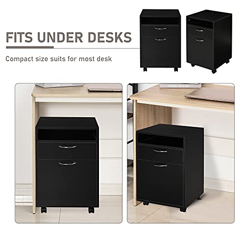 Homcom Mobile Storage Cabinet Organizer With Drawer And Cabinet, Printer Stand With Castors, Black #TOP5