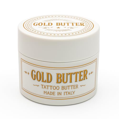 Gold Butter - Ink Progress - BURRO TATTOO, 10g, Made in Italy, Formula Naturale per Idratazione e Protezione - crema tatuaggi