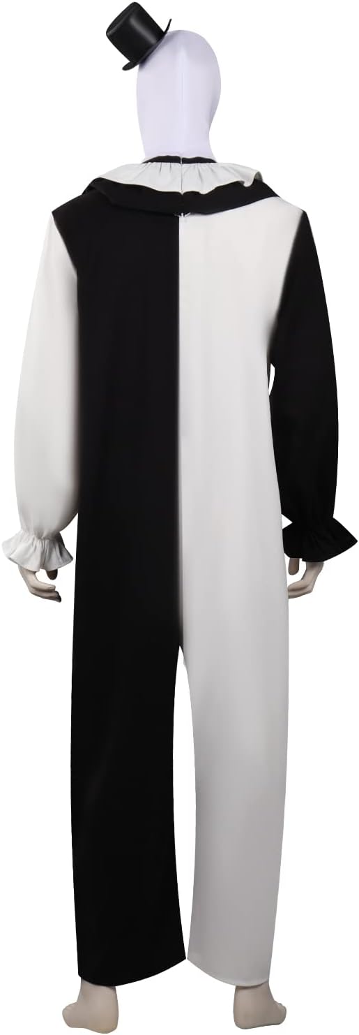 Feeriay Art Clown Cosplay Costume Outfits the Killer Art Clown Jumpsuit Bodysuit Headgear for Halloween - Image 2